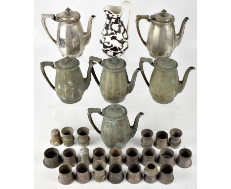 A group of six plated coffee pots each with Bermuda Furness Line logo, salvaged from the M.V. Bermuda after two fires overtoo