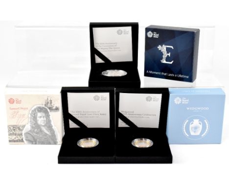 Three Royal Mint collectible silver coins to include 'The 65th Anniversary of the Coronation of Her Majesty the Queen 2018 UK