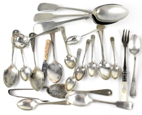 A set of six hallmarked silver teaspoons and one further teaspoon, various hallmarks, combined weighable approx 3ozt and a qu