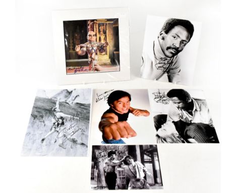 TV AND FILM, VARIOUS; a group of photographs bearing signatures including Jackie Chan (x2), Richard Roundtree (Shaft) (x2), S