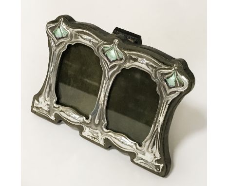 SILVER &amp; ENAMEL DOUBLE PHOTO FRAME 11CMS X 8CMS