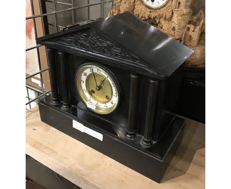 BLACK SLATE MANTLE CLOCK WORKING