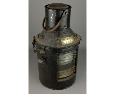 Meteorite ship's Signal Lamp, black painted alloy case with swing handle, No.57234, H36cm Condition Report Click here for fur