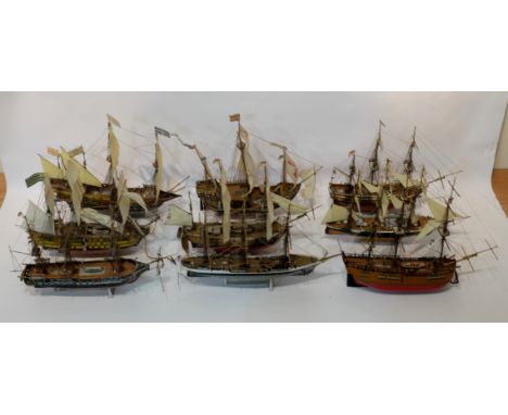 Collection of kit built scale models of sailing vessels including HMS Victory, Beagle & Revenge, etc (9)   Condition Report  