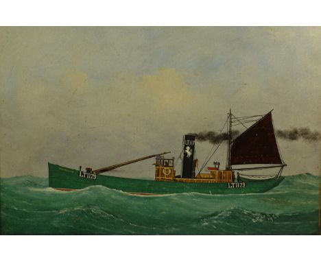 G.Race, ship's portrait of Steam Drifter ' Silverline LT1179', oil on board, signed and dated 1925, 28cm x 42cm   Condition R