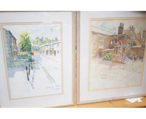 Pair of Watercolours - Lower gate Clitheroe &amp; Whalley Abbey?