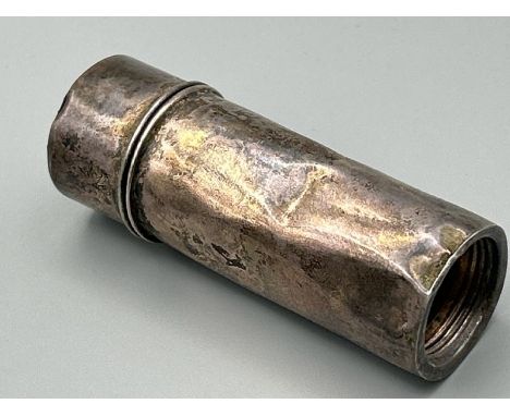 A vintage hallmarked silver traveln shaving brush. Total weight 40.7 grams  / All lots are located at The Barn, Hampstead Far