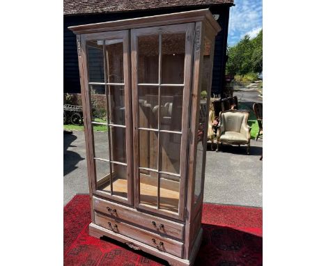 A 20th century French style bleached pine vitrine, 192cm (h) x 109c (w) x 42cm (d)  / All lots are located at The Barn, Hamps