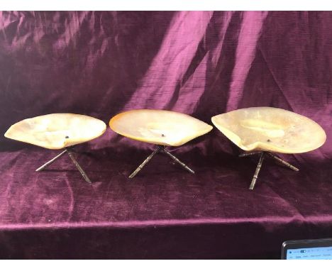 Three Wang Hing mother of pearl oyster caviar bowls, all approx 10cm (h) x 24cm (w)  / All lots are located at The Barn, Hamp