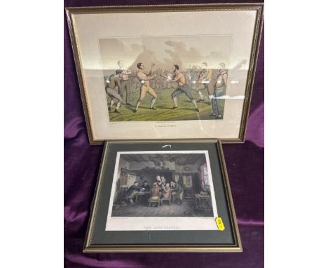 Henry Alken (1785-1851) late 19th century lithograph "A Prize Fight" , published by T. Mclean, 1820, 42 x 32cm and "The Card 