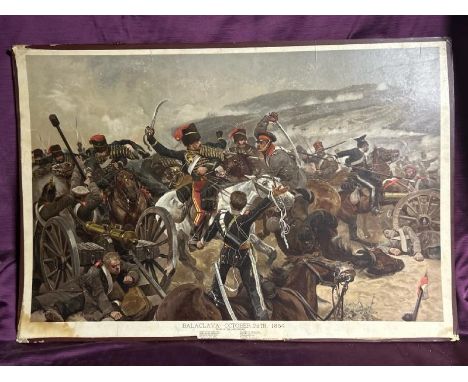 A print mounted on board Balaklava, "Relief of the Light Brigade", October 25th 1854, unsigned. Measures 88 x 60cm  / All lot