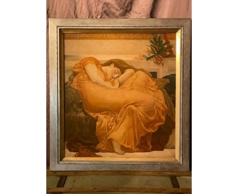 Framed lithograph of a sleeping lady, 77cm (h) x 71cm (w)  / All lots are located at The Barn, Hampstead Farm, Nr Henley on T