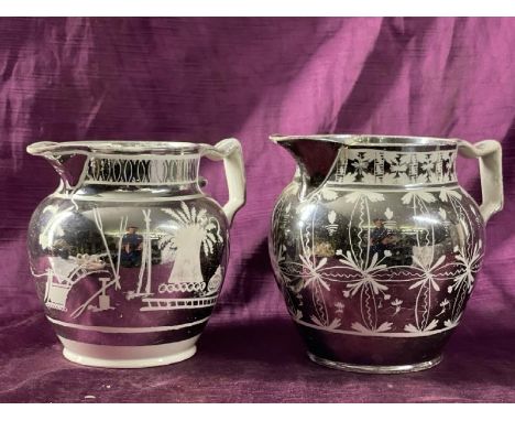 Two vintage silvered lustre jugs, largest 14cm (h)  / All lots are located at The Barn, Hampstead Farm, Nr Henley on Thames, 