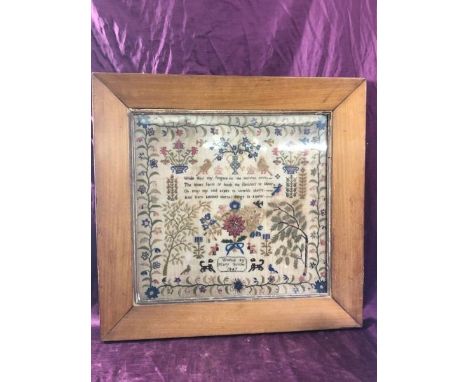 Framed and glazed sampler, worked by Mary Gower 1847, 65cm (h) x 68cm (w)  / All lots are located at The Barn, Hampstead Farm