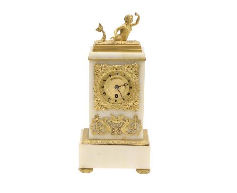 the 2 1/2" engine-turned dial with wreath and ribbon decoration signed F. Denoyelle a Paris, on a brass movement, the case wi
