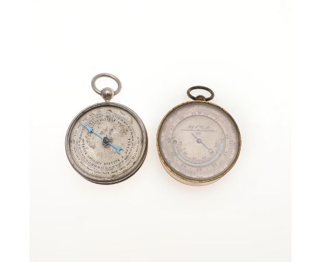 the silvered dial signed 'R &amp; J Beck, London and Philadelphia, 1122', in a brass case, diameter 5cm; together with anothe