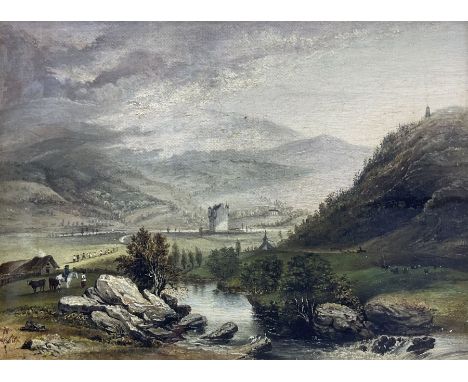 Patrick Nasmyth (Scottish 1787-1831): 'Braemar Castle', oil on canvas laid on to panel signed with initials, titled and inscr
