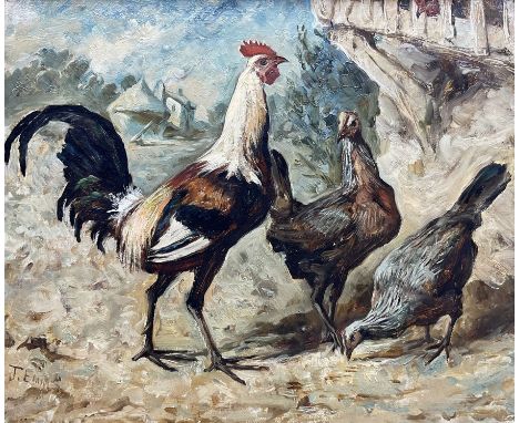John Emms (British 1843-1912): Chickens in the Farmyard, oil on canvas signed 25cm x 31cmCondition Report:Very good condition