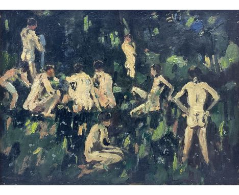 George Graham (British 1881-1941): Nude Figures in the Woods, oil on canvas signed 30cm x 40cm Notes: better known for his la