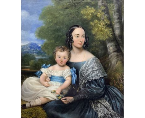 C D Langley (British mid 19th century): Portrait of Mother and Child, oil on canvas signed and dated 1841, 34cm x 28cmConditi