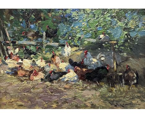 William Bradley Lamond (Scottish 1857-1924): Poultry, oil on board signed 16cm x 22cmProvenance: with McEwan Fine Art, Aberde
