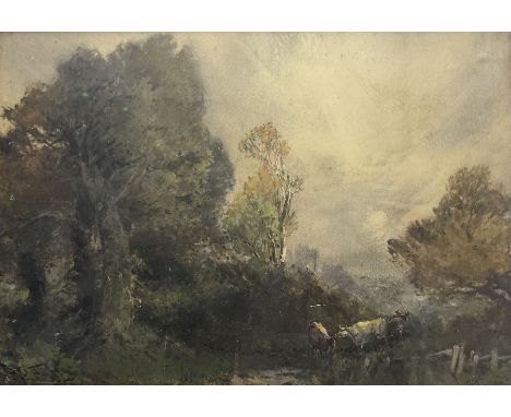 Stephen Frank Wasley (British 1848-1934): Herding Cattle, watercolour heightened in white signed 74cm x 52cmCondition Report: