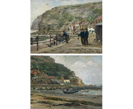 Ernest Higgins Rigg (Staithes Group 1868-1947): Staithes and Runswick Bay, pair oils on canvas board signed 30cm x 40cm (2)Co