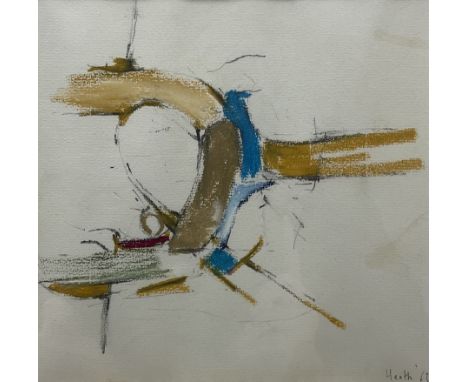 Adrian Heath (British 1920-1992): Abstract in Orange and Blue, mixed media on paper signed and dated '63, 19cm x 19cmConditio