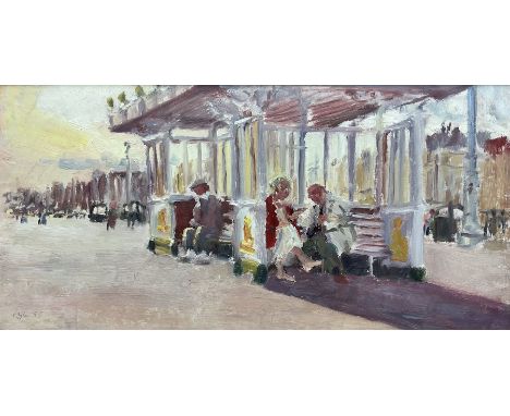 Catherine Tyler (British 1949-): 'The End of the Chapter - Hove', oil on board signed and dated '95, titled on exhibition lab
