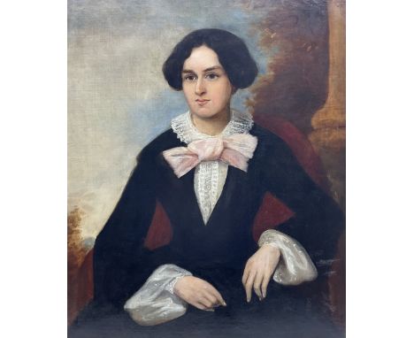 English School (19th century): Portrait of a Young Woman, oil on canvas unsigned 75cm x 62cmCondition Report:Overall good con