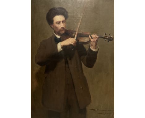 Mark Senior (Staithes Group 1864-1927): Portrait of Edward Caldwell Spruce (1865-1922), oil on canvas signed and dated 1898, 