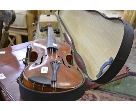 A violin, Stradivarius label, back 35.5cm excluding button