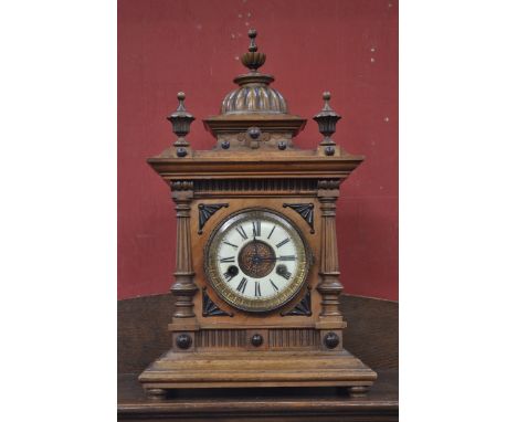 A late 19th century German walnut bracket clock.