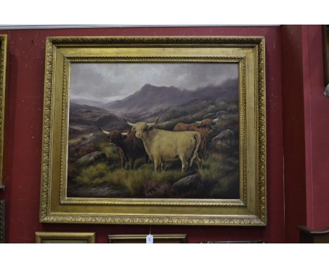 Peter Graham RA RSA (1836-1921)
Highland Cattle, A View Across the Glen,
signed, dated 1896, oil on canvas, 92cm x 71cm