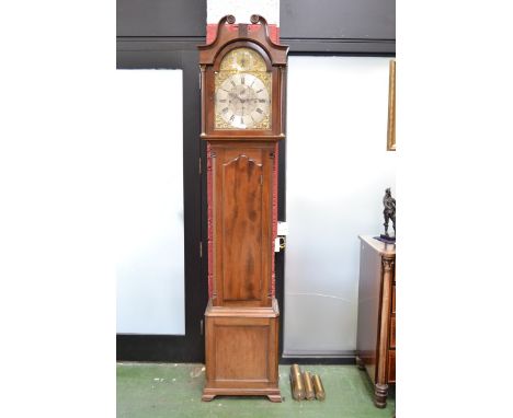 An Edwardian mahogany musical longcase clock, of George III design, 31.5cm brass dial with silvered chapter ring inscribed wi