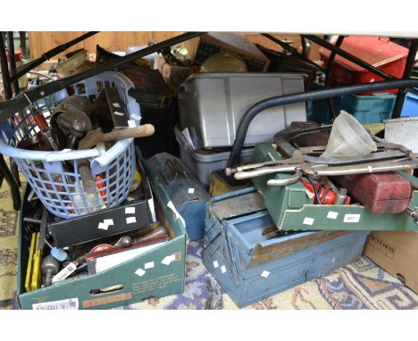 Hand tools - a large quantity of hand tools including torque wrenches; spanners; handsaws; taps and dies; chisels etc.
