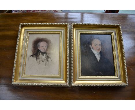 English School (early 19th century)
Portrait of a Gentleman 
oil on board, 23cm x 18cm; another, similar, 23cm x 18cm (2)