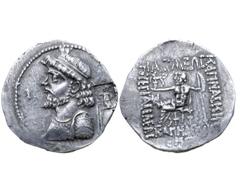 Kings of Elymais, Kamnaskires IV AR Tetradrachm. Seleukeia on the Hedyphon, dated SE 255 = 58/7 BC. Diademed and draped bust 