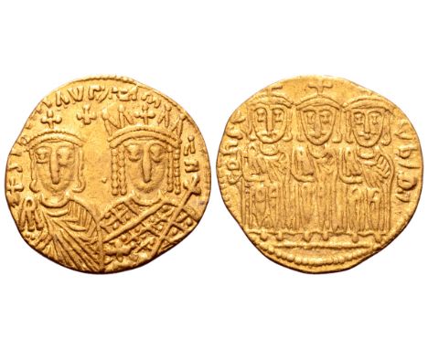 Constantine VI and Irene, with Leo III, Constantine V, and Leo IV AV Solidus. Constantinople, AD 792-793. S IRI?I AV?' ????R,