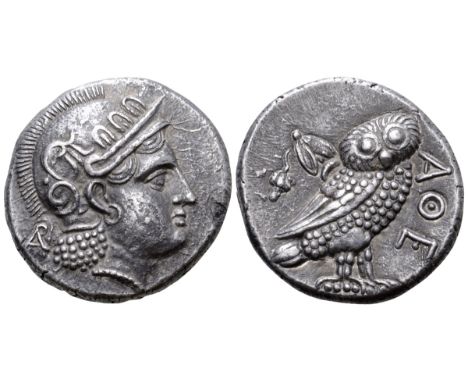 Baktria, 'Athenian Series' AR Tetradrachm. Uncertain mint in the Oxus region, circa 261-239/8 BC. Attic standard. Head of Ath