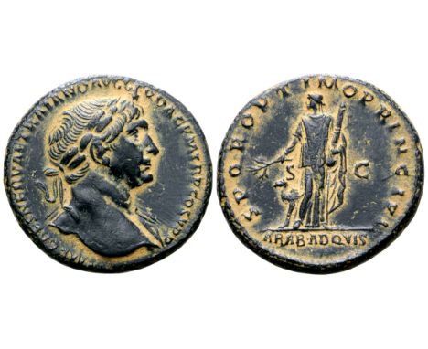 Trajan Æ As. Rome, AD 103-111. IMP CAES NERVAE TRAIANO AVG GER DAC P M TR P COS V P P, laureate bust right, drapery on far sh