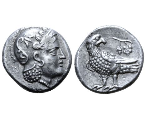 Parthia(?), 'Eagle series' AR Drachm. Hekatompylos(?), circa 246/5-239/8 BC. Local standard. Head of Athena right, wearing ea