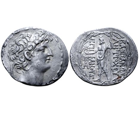 Seleukid Empire, Antiochos VIII Epiphanes Grypos AR Tetradrachm. Antioch, circa 121-114 BC. Diademed head of Antiochos right 