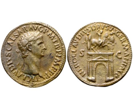 Claudius I Cast Æ Paduan "Sestertius". After Giovanni Cavino, 1500-1570. TI CLAVDIVS CAESAR AVG P M TR P IMP P P, laureate he