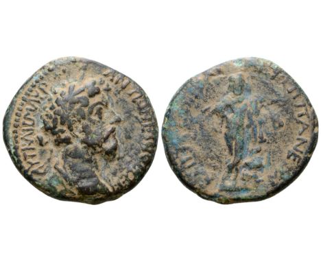 Marcus Aurelius Æ27 of Caesarea Paneas, Judaea. Dated CY 172 = 169 CE. ??? ???? ? ??? ?????????? ???, laureate bust right, sl