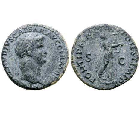 Nero Æ As. Rome, AD 62-8. NERO CLAVDIVS CAESAR AVG GERMANIC, laureate head right / PONTIF MAX TR POTEST IMP P P, laureate Ner