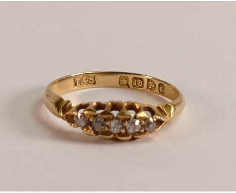 18ct Gold ring set with Diamonds, size J, 1.9g.