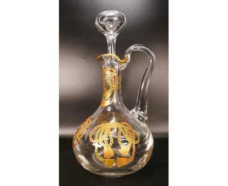 De Lamerie Fine Bone China heavily gilded Rope &amp; Tassel decorated ewer with stopper, specially made high end quality item
