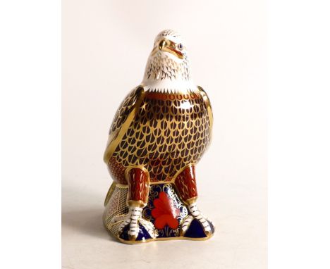Royal Crown Derby paperweight, Bald Eagle. Gold stopper, boxed
