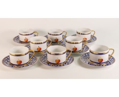 Rosenthal Bulgari Frutta Alla Finestra, a set of eight cups and saucers (16 pieces in total)